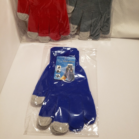 Gloves Touch Grey and Blue - Picture 2 of 2